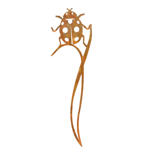 Premium Iron Ladybugs Figure Hollow Insect Statue-rust color
