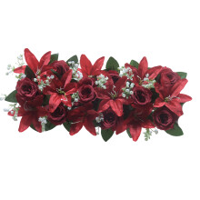 Realistisches Seidenrosen-Arrangement für Esszimmer,-Rot