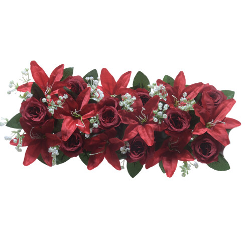 Artificial Rose Flower Arrangement For Dining Room-Red