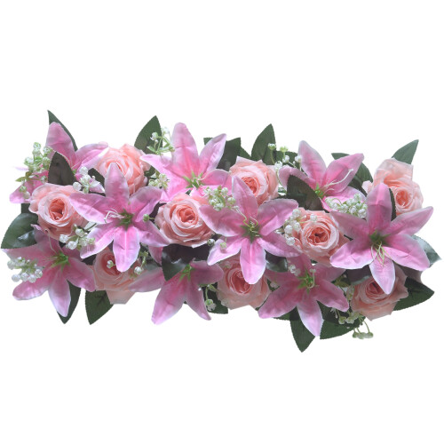 Artificial Rose Flower Arrangement For Wedding Reception-Pink