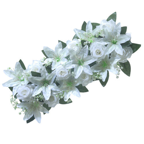 Artificial Rose Flower Arrangement For Dining Room-White