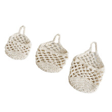 Opbergnet van katoenen touw, set van 3, uniek nestontwerp-Wit