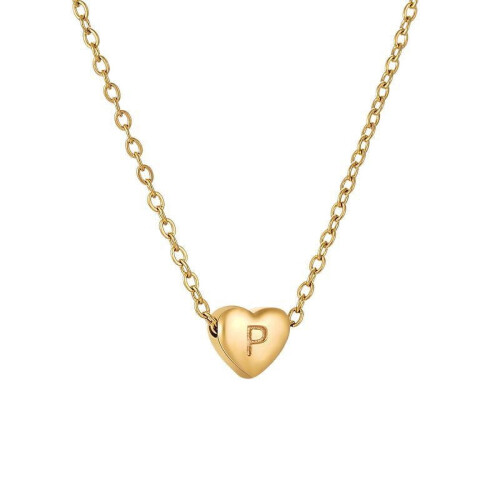 Initial Pendant Necklace 18K Gold Plated Figaro Chain