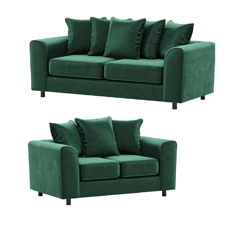 Furniture 786 Plush Velvet 3+2 Seater Sofa Set Green