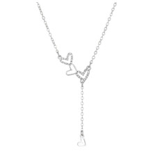 925er Sterlingsilber Herz-Moissanit-Halskettenset, D-Farbe