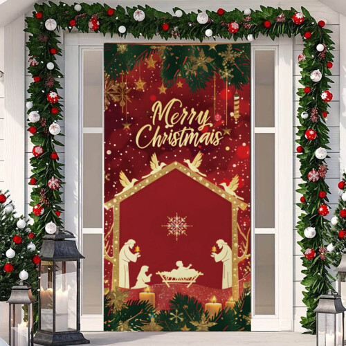 Capa de porta natalina 78x35 polegadas Decoração divertida de Natal