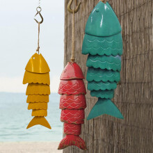 Carillon éolien Poissons colorés pour porche ou terrasse (1 pièce)
