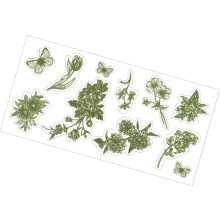 Green Florals DTF Transfer Sticker For Clear Cups Wraps Fade