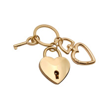 Stylish Double Tone Heart Shaped Key-Gold Love buckle key pend