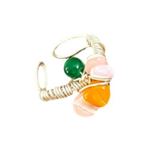 Chic Adjustable Entangled Beaded Ring With Natural Stone For-20
