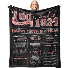 Manta decorativa para mujer de 100 cumpleaños, 50x60 pulgadas