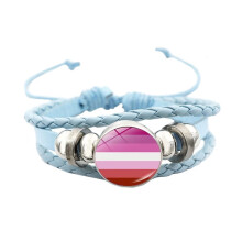 Rainbow Pride Läderarmband Dam Justerbart Stapelbart