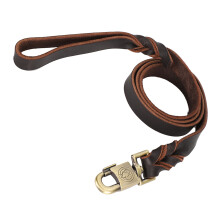 Leder-Halsband Hund geflochten braun 2,5cm
