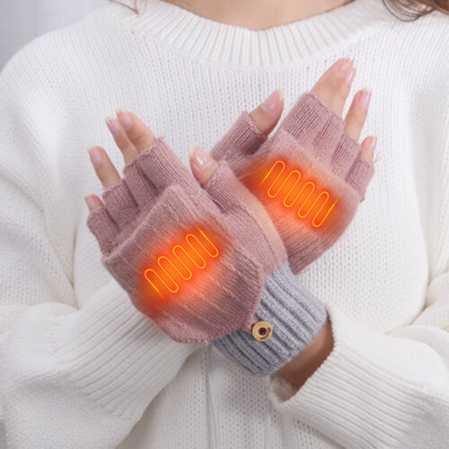 USB-uppvärmda fingerlösa handskar justerbar temperatur