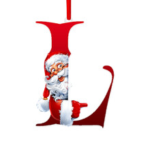 Vianočná ozdoba s iniciálami, červený akrylový monogram, 1 ks