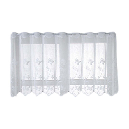 White woven screen curtains for home decor, rod pocket