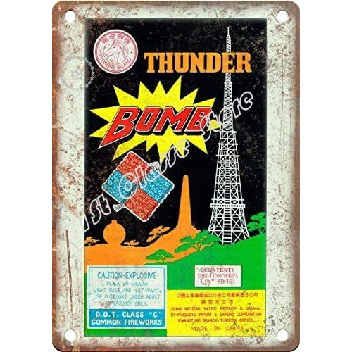 Μεταλλική πινακίδα πυροτεχνήματος Thunder Bomb Vintage Αγροικία Decor8