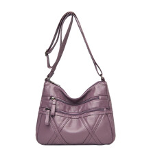 Sac bandoulière en cuir souple pour femme, multi-compartiments,
