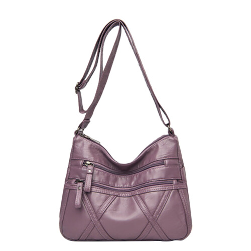 Borsa a tracolla in morbida pelle da donna, con scomparti multipli,