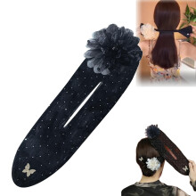 Handgeborduurde bloemvormige haarclip voor lang en dik haar
