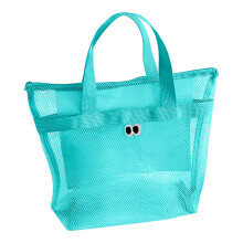 Borsa da spiaggia verde in rete con tasca con cerniera, dimensioni 11x1x0,2 pollici.