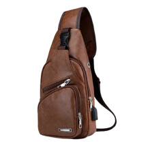 Leder-Umhängetasche, Schultertasche, Crossbody-Tagesrucksack mit Kopfhörer