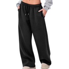 Women's wide-leg loose-fitting sports pants,-Black L