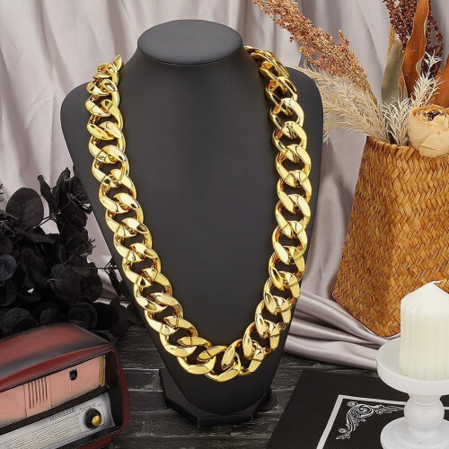 Colar de corrente cubana dourada estilo hip hop, 91 cm (36 polegadas) 2
