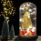 Mini árvore de Natal decorativa com luzes LED em vidro dourado. 1