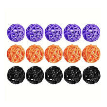 Set di 15 palline decorative in vimini e rattan da 1,2 pollici