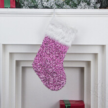Lyserød non-woven julestrømpe 43 cm