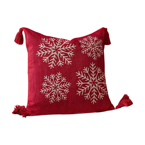 Funda de almohada con copos de nieve navideños, suave y cómoda.