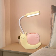 Lampada da scrivania a forma di lumaca con portapenne, orientabile a 360, LED USB