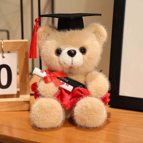 PhD Graduation Teddy Bear 7.1-Inch Plush with Cap