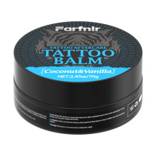 2.47 oz/70 g Tattoo Balm, with a coconut and vanilla scent, moisturizes, maintains clarity  and makes new tattoos more vibrant.