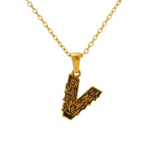 Ketting met initialenhanger, 18-karaats vergulde Figaro-ketting.