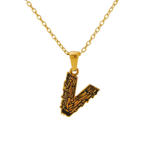 Colar com pingente inicial e corrente Figaro banhada a ouro 18K