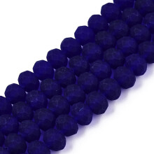 Perles de verre dépoli bleu foncé, 8 mm, 65 pièces, 40 cm