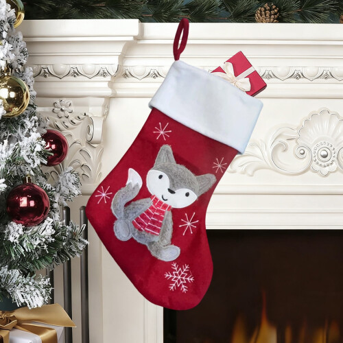 Samt-Weihnachtsstrumpf-Ornament, 40 x 15 cm, Rot