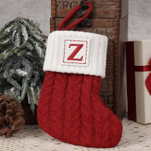 Kerstsok met de beginletter Z, gebreid en rood geborduurd.