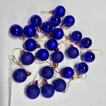 Blue Shatterproof Plastic Christmas Ornaments 24 pcs