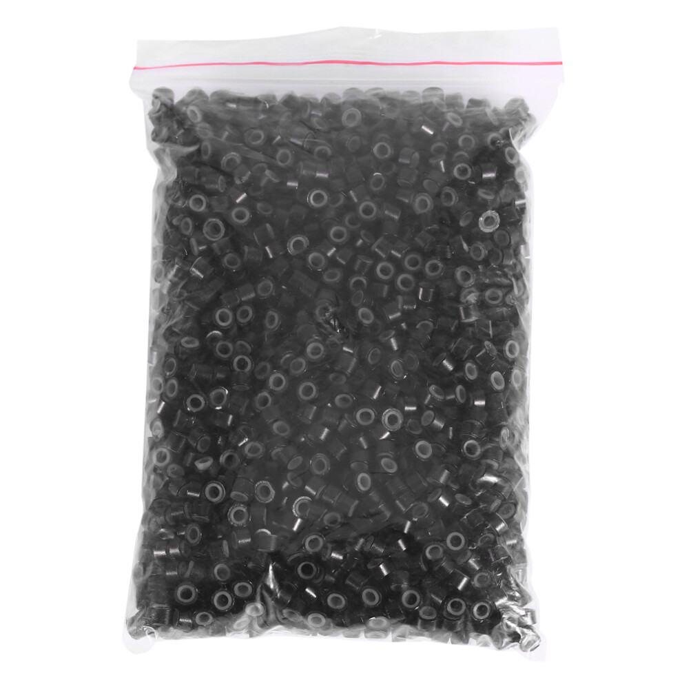 Unisex Black 2000Pcs Hair Extension Beads Silicone Lined