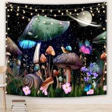 Tapisserie Kawaii Ă motif de fleurs et papillons jaunes, 51 x 59 pouces