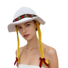 Chapeau tressé de Style bavarois pour Cosplay et Festival,-Blanc