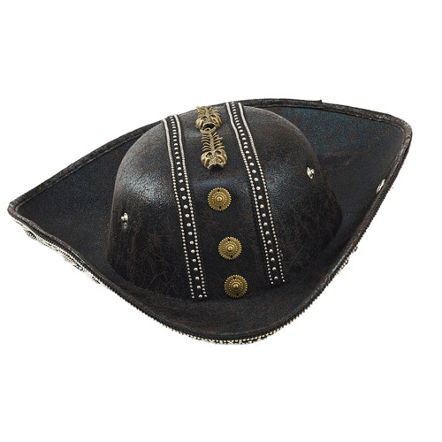 Halloween Pirate Hat Cosplay Skull Gear Triangled Cap-Black