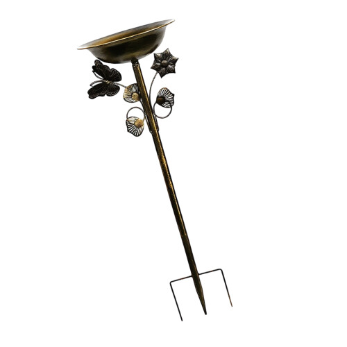 Iron Bird Bath for Backyard Decors Provide-golden butterfly