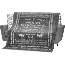 Couverture grise avec verset biblique 60 x 50 pouces