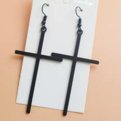 Women's Lightweight Cross Dangle Hook Earrings - Black, 1