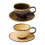 Ceramic Tea Cup Set Florals Embossed Pattern-antique brown 2