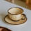 Ceramic Tea Cup Set Florals Embossed Pattern-antique brown 3